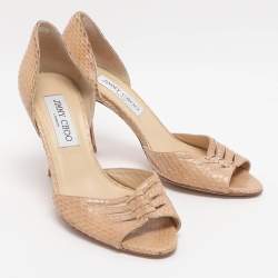 مملوكة مسبقًا Jimmy Choo Size 36.5 Beige Python Leather D'orsay Pumps