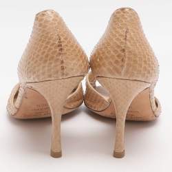 مملوكة مسبقًا Jimmy Choo Size 36.5 Beige Python Leather D'orsay Pumps