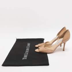 مملوكة مسبقًا Jimmy Choo Size 36.5 Beige Python Leather D'orsay Pumps