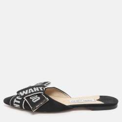 Pre Owned Jimmy Choo Gretchen Size 36 Black Fabric and Suede Mules