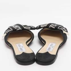 Pre Owned Jimmy Choo Gretchen Size 36 Black Fabric and Suede Mules