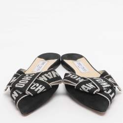 Pre Owned Jimmy Choo Gretchen Size 36 Black Fabric and Suede Mules