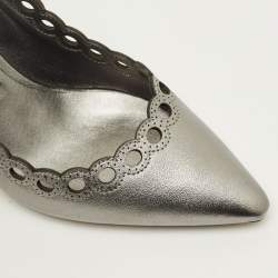 مملوكة مسبقًا حذاء كعب عالي جيمي تشو رومي جلد رمادي فاتح مدبب مقاس 36