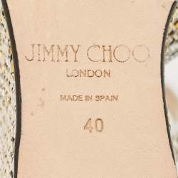 Pre Owned صندل جيمي تشو كعب سميك بسير متقاطع شبك معدني وجلد مقاس 39