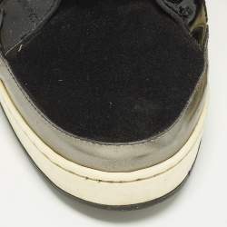 Pre Owned حذاء رياضى جيمى تشو كعب روكى بانما سويدى وجلد لامع أسود مقاس 39