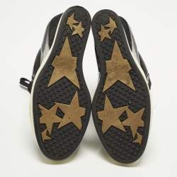 Pre Owned حذاء رياضى جيمى تشو كعب روكى بانما سويدى وجلد لامع أسود مقاس 39