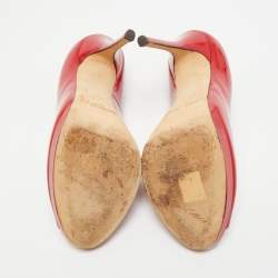 مملوكة مسبقًا حذاء كعب عالي جيمي تشو لونا جلد لامع أحمر مقدمة مفتوحة مقاس 36