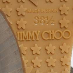 Pre Owned Jimmy Choo Size 38.5 Metallic Bronze Leather Wedge Sandals