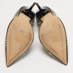 مملوكة مسبقًا حذاء كعب عالي جيمي تشو "مُرصع بالمسامير" جلد أسود مقاس 36