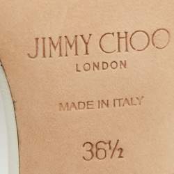 مملوكة مسبقًا صندل جيمي تشو جلد أبيض وشبك بسير خلفي مقاس 36.5