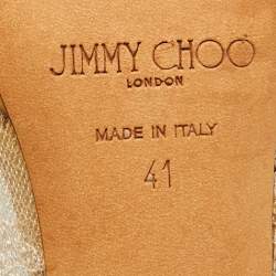 Pre Owned Jimmy Choo Size 41 Beige Lace and Patent Leather Peep Toe Pumps