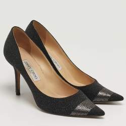 Pre Owned Jimmy Choo Romy Size 39 Black/Silver Quartz Suede Pointed Toe Pumps