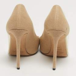 Pre Owned Jimmy Choo Cass Size 39.5 Beige/Transparent Canvas and PVC Pumps