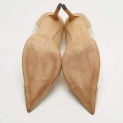 Pre Owned Jimmy Choo Cass Size 39.5 Beige/Transparent Canvas and PVC Pumps