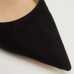 Pre Owned أحذية مول شامواه سوداء جيمي تشو مرصعة باللؤلؤ والكريستال مقدمة مدببة مقاس 40