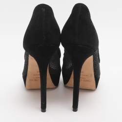 مملوكة مسبقًا Jimmy Choo Tesia Size 36 Black Mesh and Suede Platform Pumps