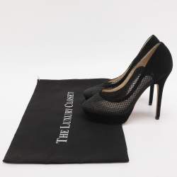 مملوكة مسبقًا Jimmy Choo Tesia Size 36 Black Mesh and Suede Platform Pumps