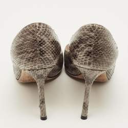 Pre Owned حذاء كعب عالي جيمي تشو رومي جلد ثعبان بني مقاس 36