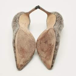 Pre Owned حذاء كعب عالي جيمي تشو رومي جلد ثعبان بني مقاس 36