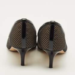 Pre Owned حذاء كعب عالي جيمي تشو أميكا مش أسود وجلد لامع مقاس 38