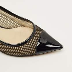 Pre Owned حذاء كعب عالي جيمي تشو أميكا م ش أسود وجلد لامع مقاس 38