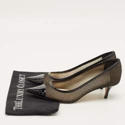 Pre Owned حذاء كعب عالي جيمي تشو أميكا مش أسود وجلد لامع مقاس 38