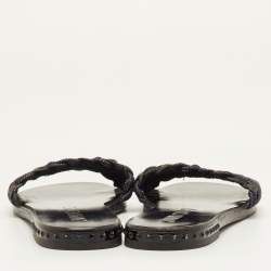 مملوكة مسبقًا صندل جيمي تشو قماش منسوج أزرق بحري/رمادي مسطح مقاس 37