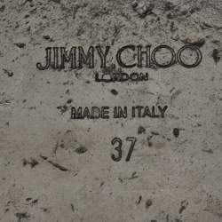 مملوكة مسبقًا صندل جيمي تشو قماش منسوج أزرق بحري/رمادي مسطح مقاس 37