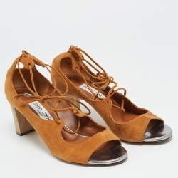 مملوكة مسبقًا Jimmy Choo Verie Size 38.5 Brown Suede Lace Up Pumps