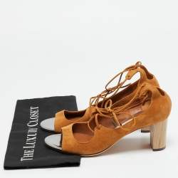 مملوكة مسبقًا Jimmy Choo Verie Size 38.5 Brown Suede Lace Up Pumps