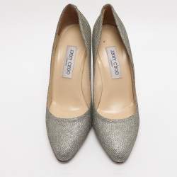 Pre Owned حذاء كعب عالى جيمى تشو لوركش بريدجيت لونين ميتالك مقاس 39.5