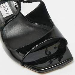 Pre Owned صندل جيمي تشو أنيس بمقاس 38.5 جلد لامع أسود