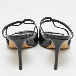 Pre Owned صندل جيمي تشو أنيس بمقاس 38.5 جلد لامع أسود