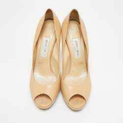 مملوكة مسبقًا Jimmy Choo Quiet Size 41 Beige Leather Peep Toe Pumps
