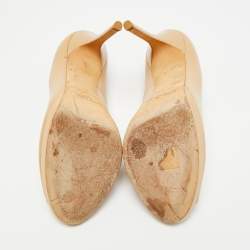 مملوكة مسبقًا Jimmy Choo Quiet Size 41 Beige Leather Peep Toe Pumps