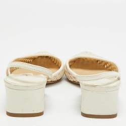 Pre Owned حذاء بكعب عالي جيمي تشو إيريكا جلد وشبك كريمي مفتوح من الخلف مقاس 38