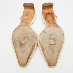 Pre Owned حذاء بكعب عالي جيمي تشو إيريكا جلد وشبك كريمي مفتوح من الخلف مقاس 38