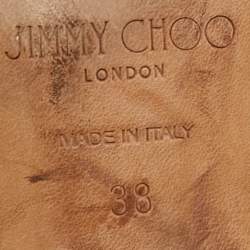 Pre Owned حذاء بكعب عالي جيمي تشو إيريكا جلد وشبك كريمي مفتوح من الخلف مقاس 38