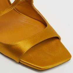 Pre Owned صندل جيمي تشو بحزام للكاحل جلد لامع ذهبي مقاس 39