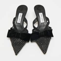 مملوكة مسبقًا صندل ميول جيمي تشو جلد أسود ماجي مقاس 38