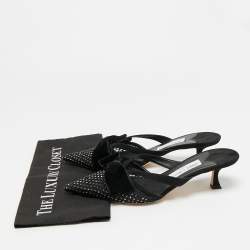 مملوكة مسبقًا صندل ميول جيمي تشو جلد أسود ماجي مقاس 38