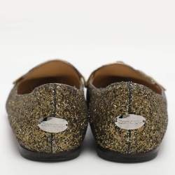 مملوكة مسبقًا Jimmy Choo Gabie Size 39 Gold Glitter Ballet Flats