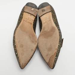 مملوكة مسبقًا Jimmy Choo Gabie Size 39 Gold Glitter Ballet Flats
