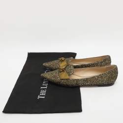 مملوكة مسبقًا Jimmy Choo Gabie Size 39 Gold Glitter Ballet Flats
