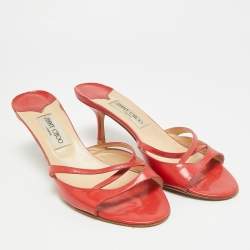 مملوكة مسبقًا Jimmy Choo Size 40 Red Patent Leather Slide Sandals