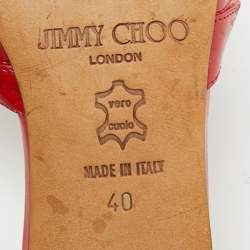 مملوكة مسبقًا Jimmy Choo Size 40 Red Patent Leather Slide Sandals