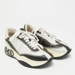 مملوكة مسبقًا Jimmy Choo Raine Size 37 Grey/Black Leather Low Top Sneakers