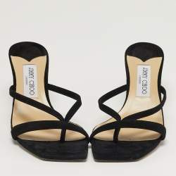 Pre Owned Jimmy Choo Maelie Size 38.5 Black Suede Slide Sandals