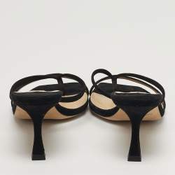 Pre Owned Jimmy Choo Maelie Size 38.5 Black Suede Slide Sandals