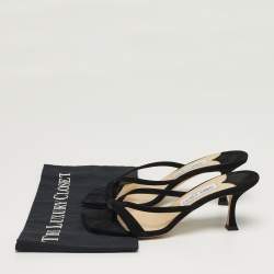 Pre Owned Jimmy Choo Maelie Size 38.5 Black Suede Slide Sandals